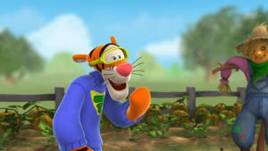 Scarecrow With Tigger 3d Wallpaper