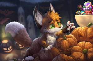 Scared Fox Cute Halloween Desktop Wallpaper