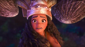 Scared Moana With Shell Hat Wallpaper