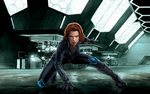 Scarlett Johansson Black Widow Pose Wallpaper