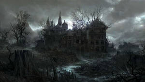 Scary Halloween Abandoned Mansion Wallpaper