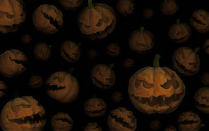 Scary Halloween Ghostly Pumpkin Heads Wallpaper