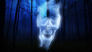 Scary Halloween Ghostly Skull Wallpaper