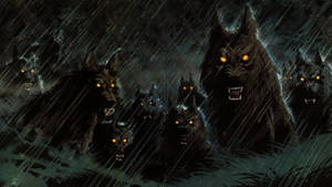 Scary Halloween Pack Of Werewolves Wallpaper