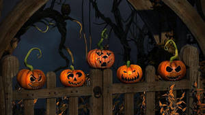 Scary Halloween Pumpkin Decoration Wallpaper