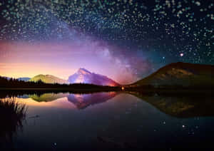 Scenic Lake And Mountains Night Hd Desktop Wallpaper