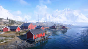 Scenic Norwegian Fishing Village Wallpaper