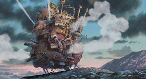 Scenic View Of Howl's Moving Castle Wallpaper