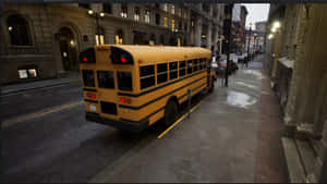 School Bus Parked At The Side Wallpaper