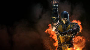 Scorpion Unleashing His Deadly Skills In Mortal Kombat Wallpaper