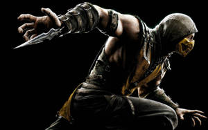 Scorpion Unleashing His Powerful Scorpion's Sting In Mortal Kombat. Wallpaper