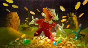 Scrooge Mcduck Bed Of Treasure Wallpaper