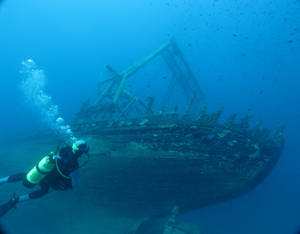 Scuba Diving Underwater Shipwreck Wallpaper