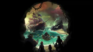 Sea Of Thieves Cove Skull Art Wallpaper