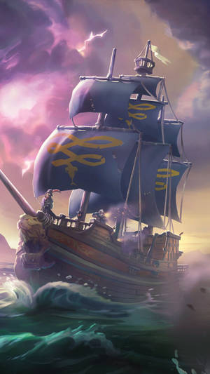 Sea Of Thieves Purple Pirate Ship Wallpaper