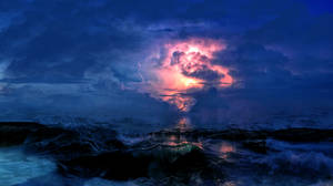 Sea Storm Lightning Wallpaper