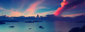 Sea With Islands Dual Monitor Wallpaper