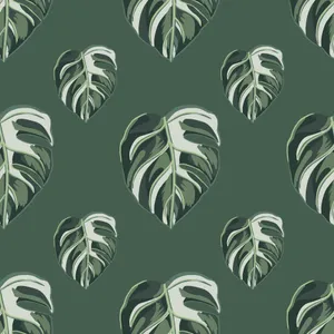 Seamless Monstera Leaves Digital Art Wallpaper