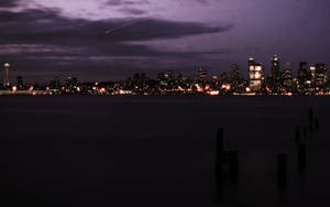Seattle City Skyline At Night Wallpaper