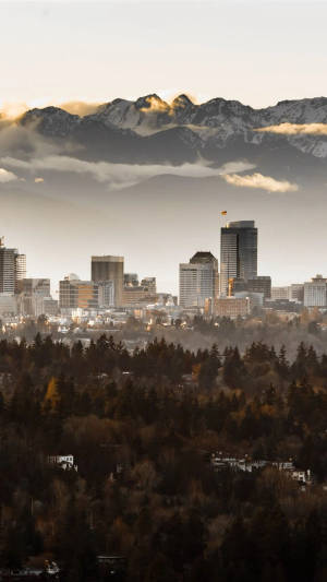 Seattle Iphone Mountain And City Wallpaper