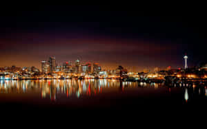 Seattle Skyline At Night By Scott Mcdonald Wallpaper