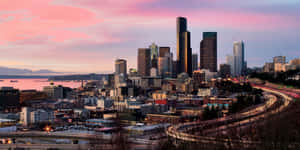 Seattle Skyline At Sunset Wallpaper