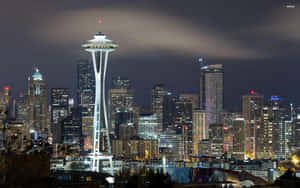 Seattle Washington Skyscrapers On A Foggy Day Wallpaper