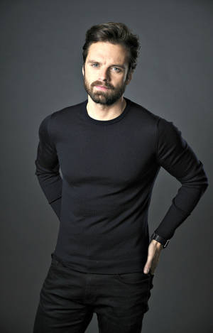 Sebastian Stan All Black Wallpaper