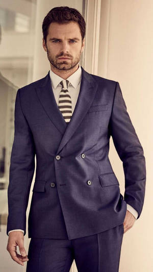 Sebastian Stan Purple Suit Wallpaper