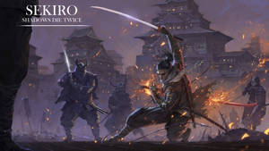 Sekiro Fighting With Soldiers Wallpaper