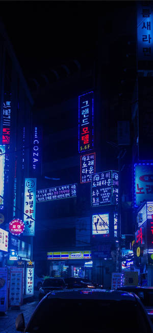 Seoul City Night Cyberpunk Iphone X Wallpaper