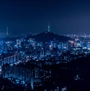 Seoul Dark Blue Night Wallpaper