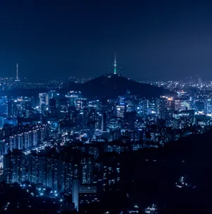 Seoul Dark Blue Night Wallpaper
