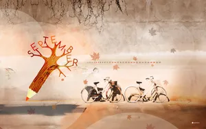September Calendar With Bikes Wallpaper