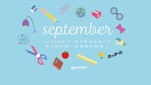 September With School Supplies Calendar Wallpaper