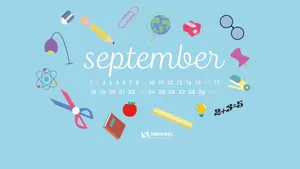 September With School Supplies Calendar Wallpaper