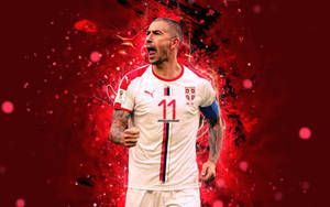 Serbia National Football Team Aleksandar Kolarov Paint Splatter Wallpaper