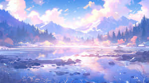 Serene_ Anime_ Landscape_at_ Dusk Wallpaper