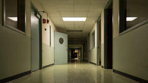 Serene Hallway Of A Modern Hospital Wallpaper