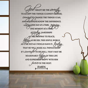 Serenity Prayer Interior Decor With Herringbone Floor Wallpaper