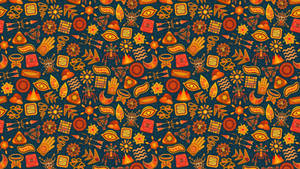 Set Of Vibrantly-colored Aztec-inspired Icons And Patterns For Designs Wallpaper