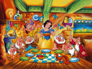 Seven Dwarfs During Dinner Wallpaper