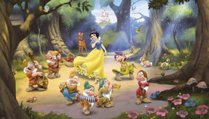 Seven Dwarfs In The Woods Wallpaper