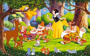 Seven Dwarfs With The Animals Wallpaper