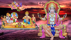 Several Figures Of Lord Hanuman Wallpaper
