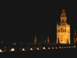 Seville La Giralda At Night Wallpaper