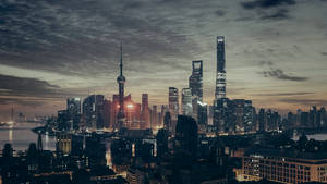 Shanghai At Dusk Cityscape Wallpaper