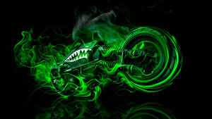 Shark Motorcycle With Green Fire Wallpaper