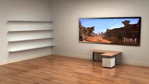 Shelf Desktop With Tera Portrait Wallpaper