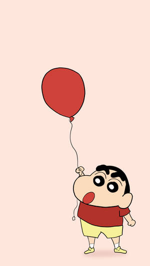 Shin Chan Cartoon With Red Balloon Wallpaper